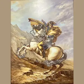 Porcelain Plaque with Painted Miniature 'Bonaparte at the Saint Bernard Pass'