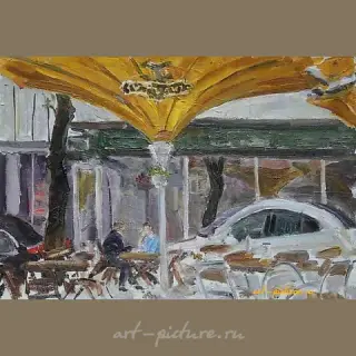 Литва. Вильнюс. Встреча. Картон, масло. 20 х 30 см.