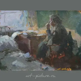 Учительница. Картон, масло. 26 х 35 см