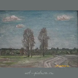 Моя бывшая деревня. Картон, масло. 28 х 38 см