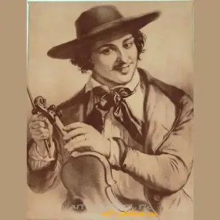 Скрипач гравюра на натуральной коже