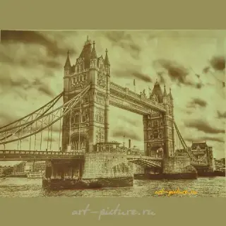 "Tower Bridge engraving on natural leather"