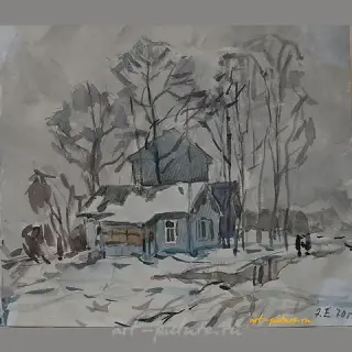 Домик. Акварель. 20 х 23 см