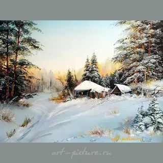 The translation of "Зимнее утро масло, холст" into English is "Winter morning oil, canvas."