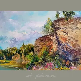 Камень Шаман на Чусовой масло,холст