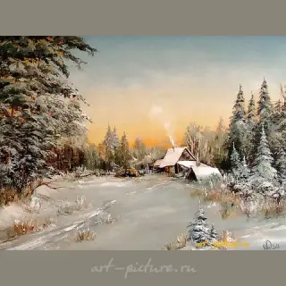 Зимний пейзаж масло,холст