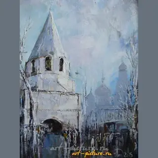 The translation of the text is "Spasskaya Tower oil, canvas."