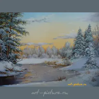 Замёрзшая река масло,холст