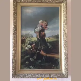 Дети бегущие от грозы масло, холст