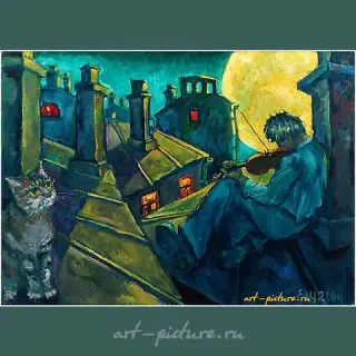 Violin on the roof Холст , масло