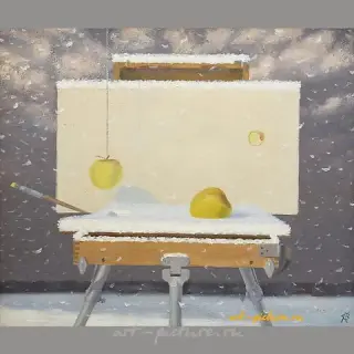 Первый снег масло, холст