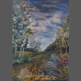летний вечер перед грозой масло, холст 