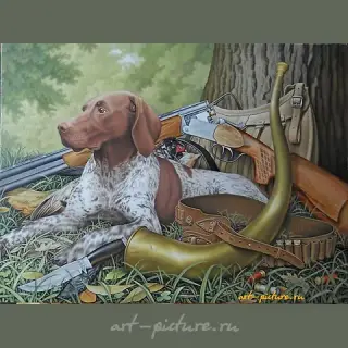Охотничья легавая холст, масло 