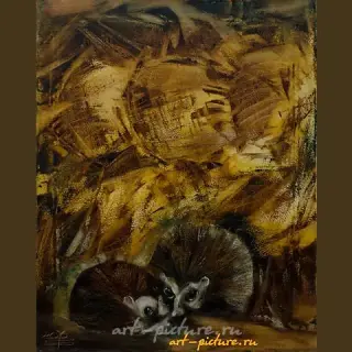 Ежики масло, холст