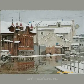 旧的车里雅宾斯克角落。劳动街。画布，油画
