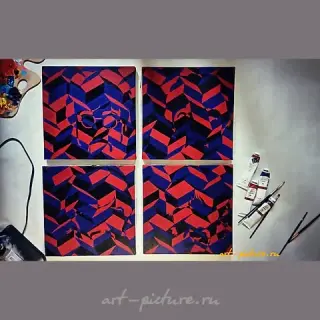 The legendary quartet Oil, canvas.