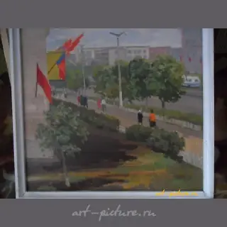 9 Мая в г.Бийске картон, масло