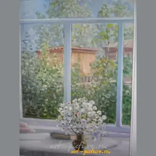 Натюрморт с придорожными ромашками холст, масло