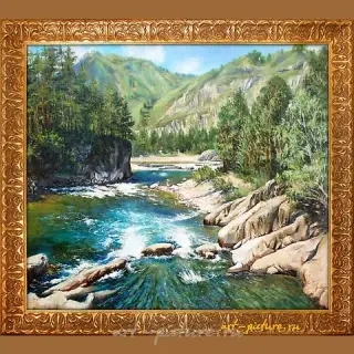 Горный поток. Алтай масло, холст 