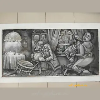 "Эпизод. 12 стульев" холст, акрил, масло 