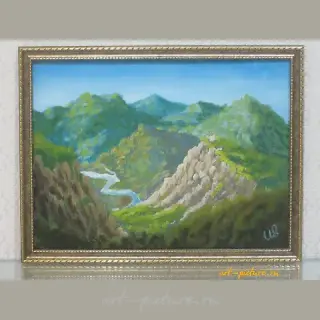 Горная река холст, масло 