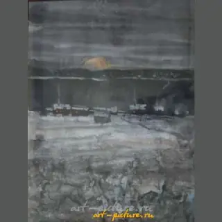Ночные огни. Акварель. 80 х 60 см