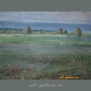 Сенокос. Акварель. 60 х 80 см