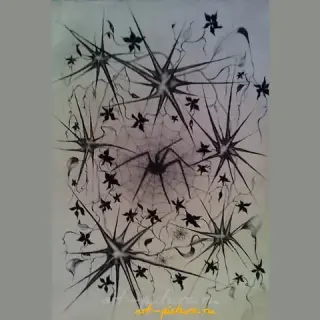 "Spiders, paper, pencil, gel pen"