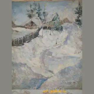 Зима,Церковь в Бирюсинске Холст,масло