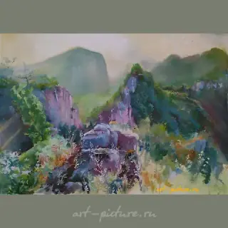 Китай горы масло холст