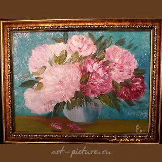 牡丹 油画，纸板