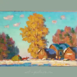 Окраина деревни Холст, масло