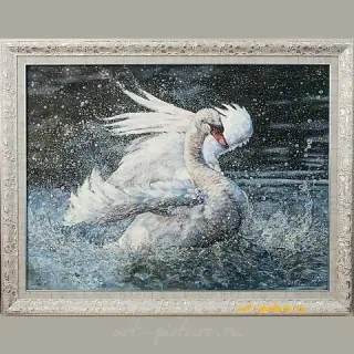 The translation of "Лебедушка масло, холст" into English is "Little swan oil, canvas."
