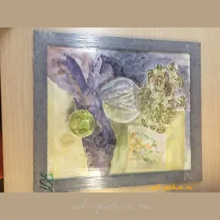 The translation of "Натюрморт акварель" into English is "Watercolor Still Life."