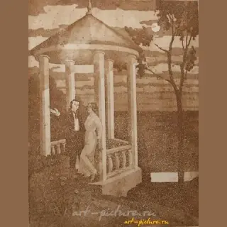 В беседке. Т.Г. Шевченко в Седневе (из серии). Бумага, сепия. 39 × 29 см.