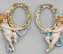 buy Rare Wall Mirrors with Amoretti and Cherub Figures, Late 19th Century.
