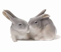 Статуэтка 瓷制雕像 "一对兔子"。皇家哥本哈根，192...