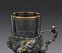 购买 老式杯托与鱼网，银制