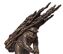 Статуэтка 老人与树枝。1984年。青铜。50x15x5...