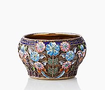 Статуэтка 盐罐。银器，镀金，珐琅。11 工艺社。俄罗斯...