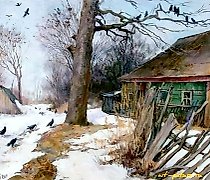 Статуэтка 乡村写生。油画，画布。35 x 50 厘米