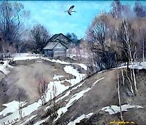 Статуэтка 春天来了。油画，画布。41 x 57 厘米。