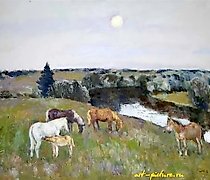 Статуэтка У Днепра. Холст, масло. …