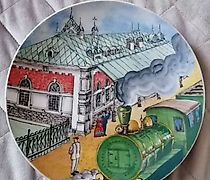 Статуэтка 画盘，手工原创绘画，专为俄罗斯铁路（РЖД）定制。