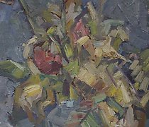 Сухие цветы. ДВП, масло. 42 х 36 см.