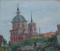 Статуэтка 圣乔治胜利者教堂。布面油画，纸板上，50 x...