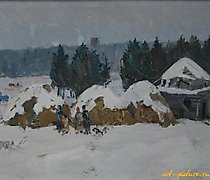 купить Стоги зимой. Холст, масло. 40 х 60 см