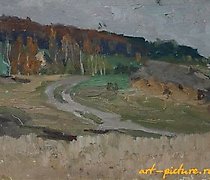 купить Осень. Картон, масло. 19 х 33 см