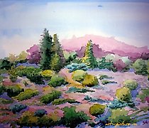 Статуэтка 在植物园散步 纸 张，水彩画