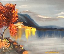 购买 山景。油画,画布
